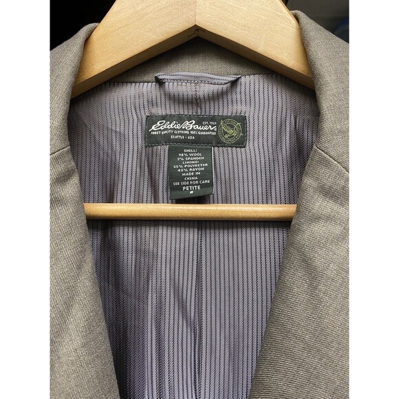 Vtg Eddie Bauer Size 8P 98% Wool Career Jacket Blazer Grayish Beige Preppy - Picture 9 of 10